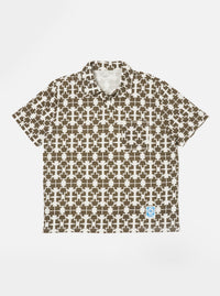 Ecru/Mud Mitla Print Jersey Newlyn Polo