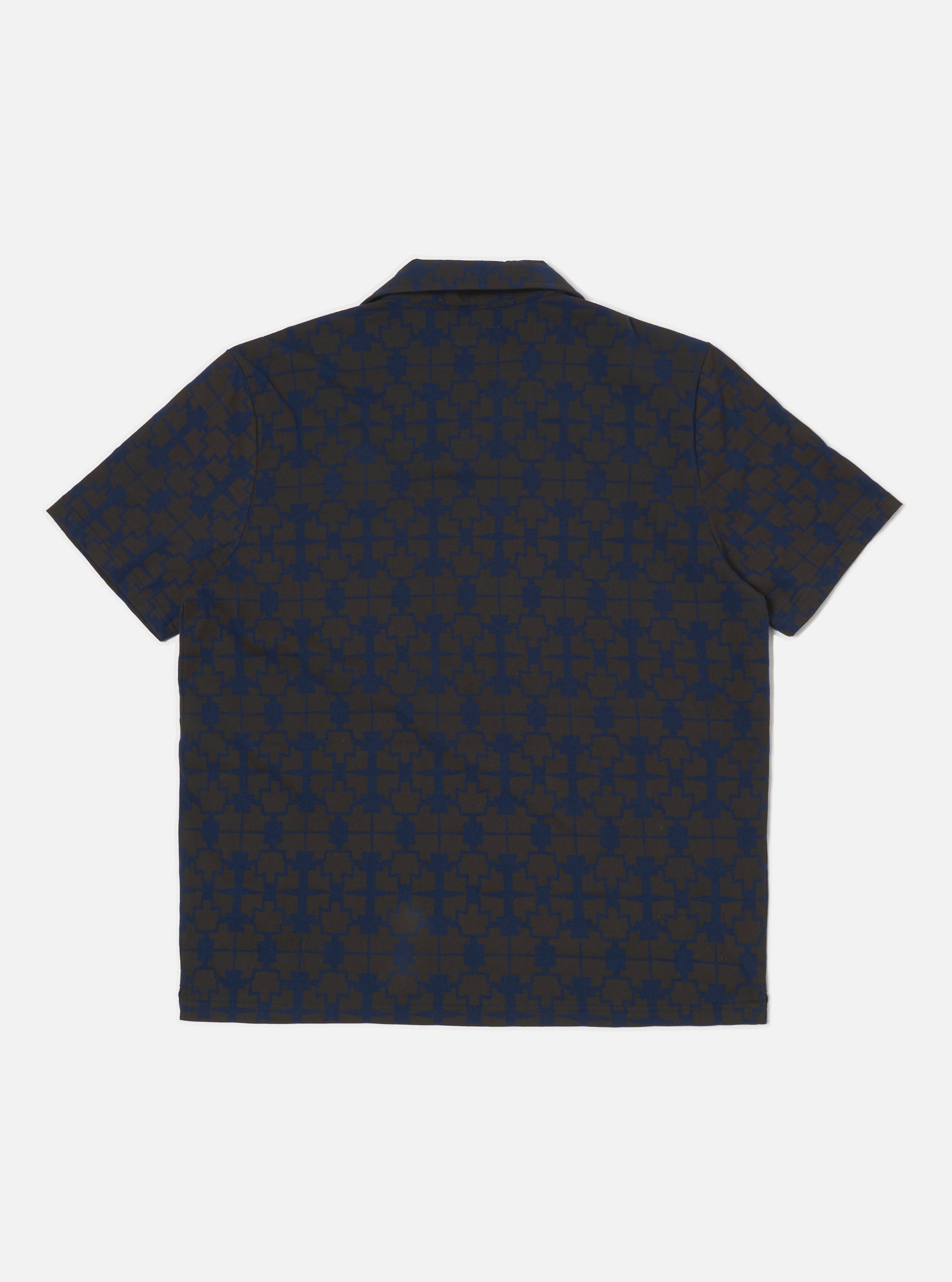 Navy/Brown Mitla Print Jersey Newlyn Polo