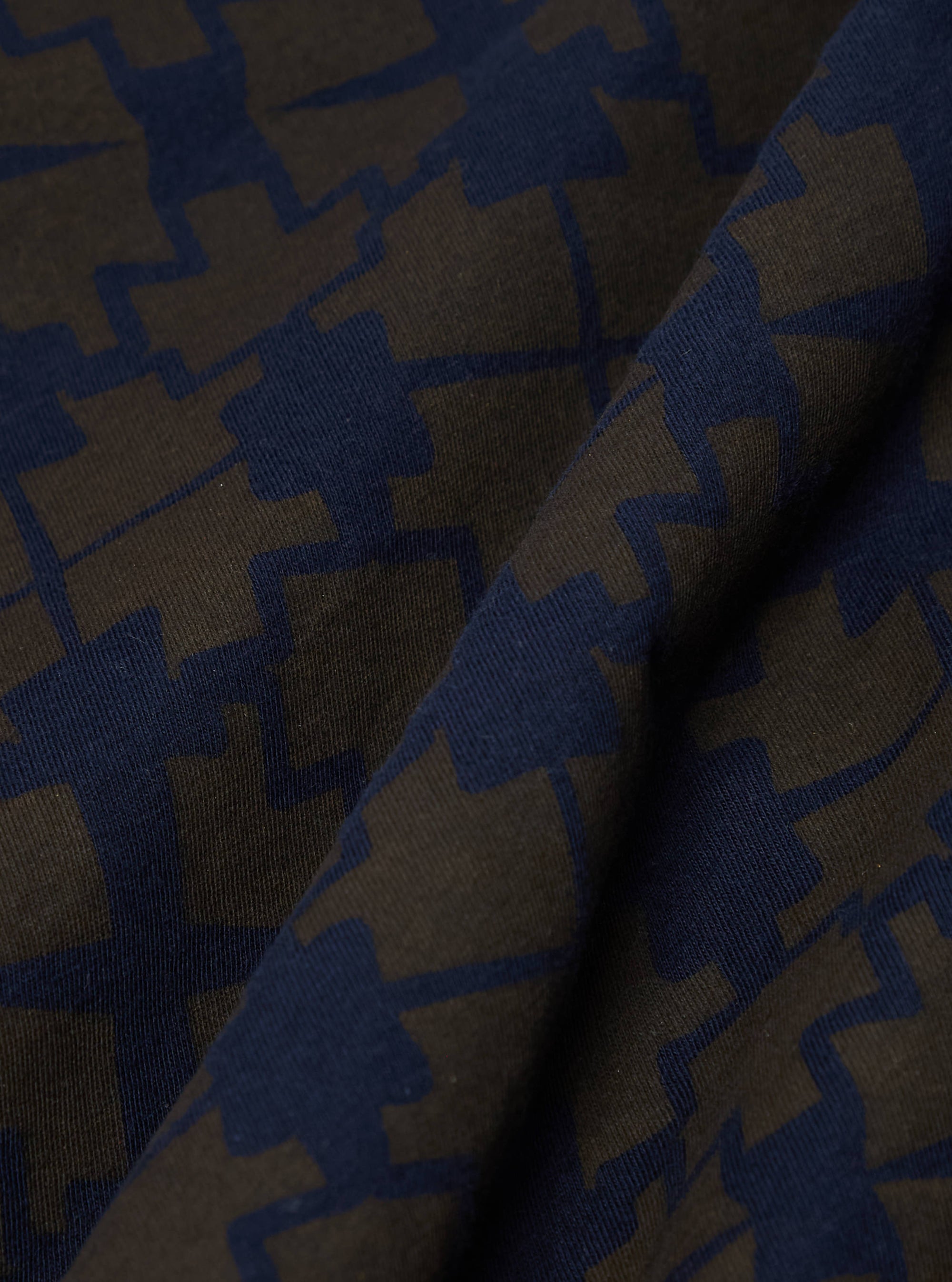 Navy/Brown Mitla Print Jersey Newlyn Polo
