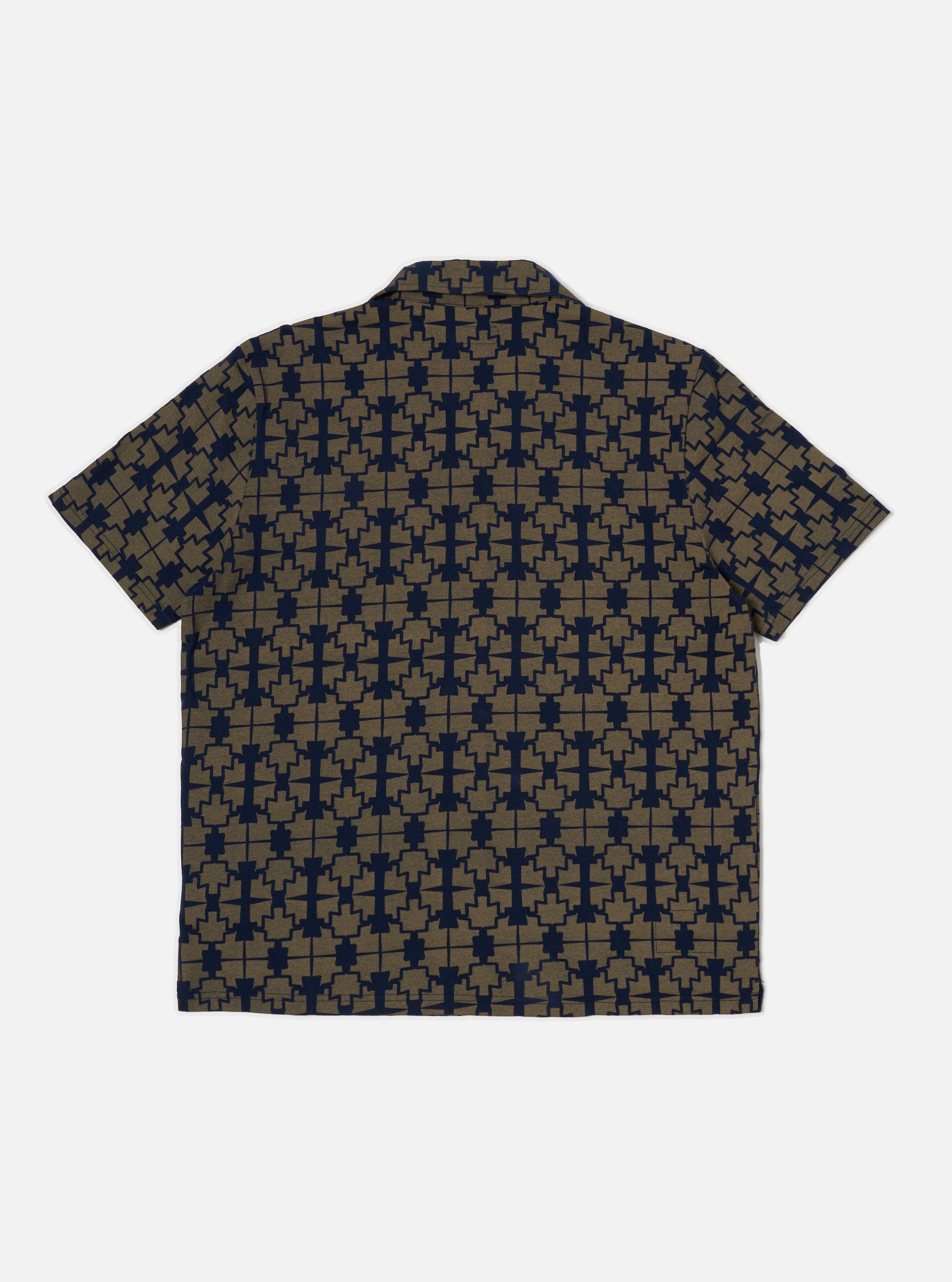 Navy/Mud Mitla Print Jersey Newlyn Polo
