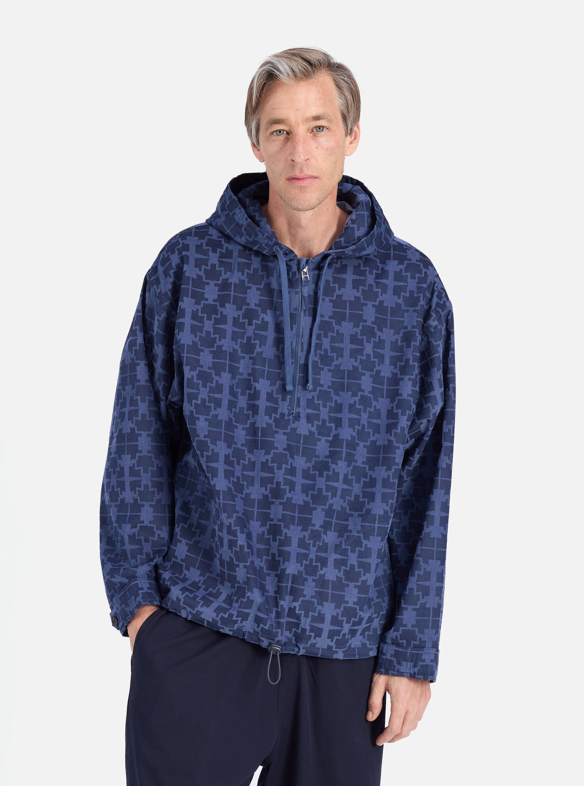 Navy Mitla Print Cord Liam Jacket