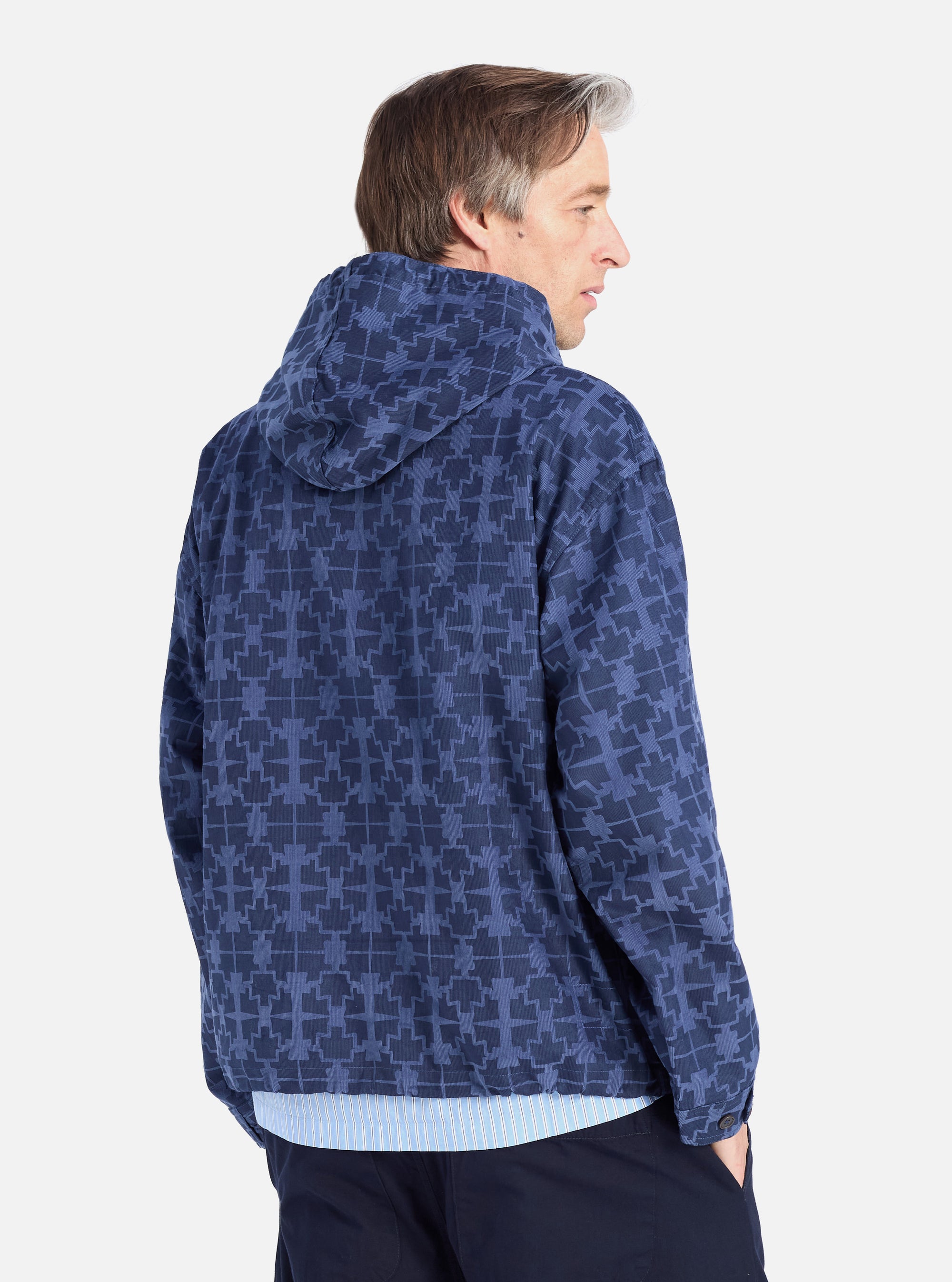 Navy Mitla Print Cord Liam Jacket
