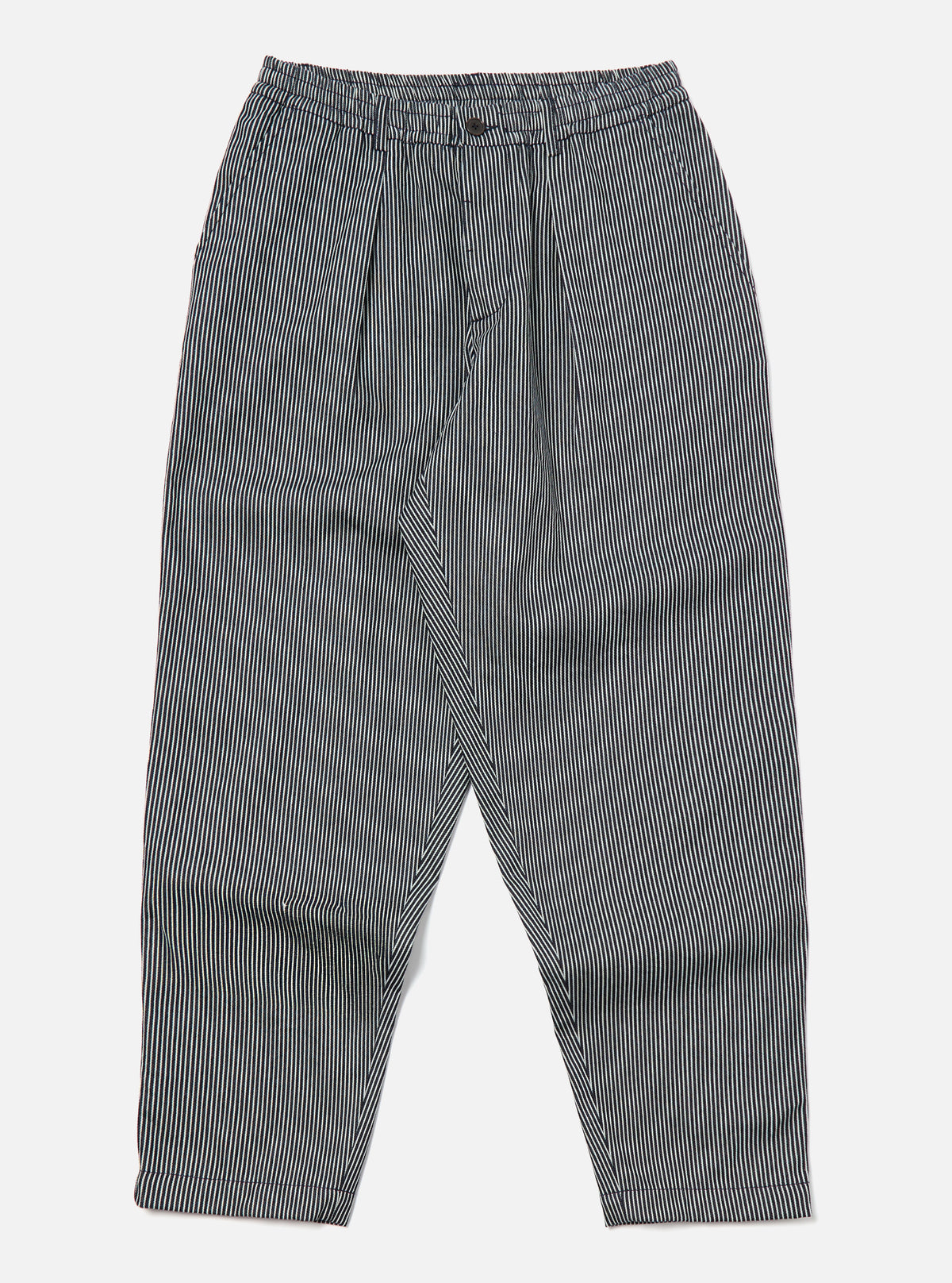 Indigo Hickory Stripe Denim Pleated Track Pant