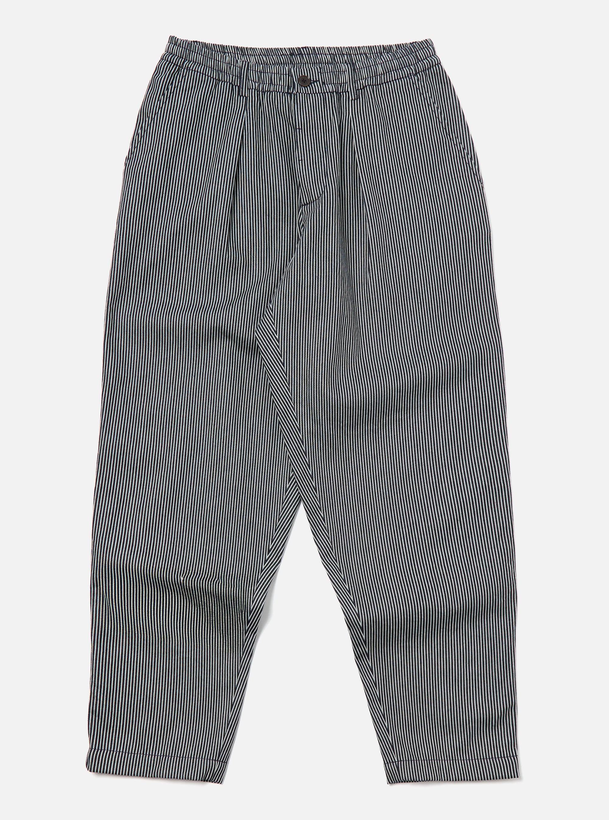 Indigo Hickory Stripe Denim Pleated Track Pant