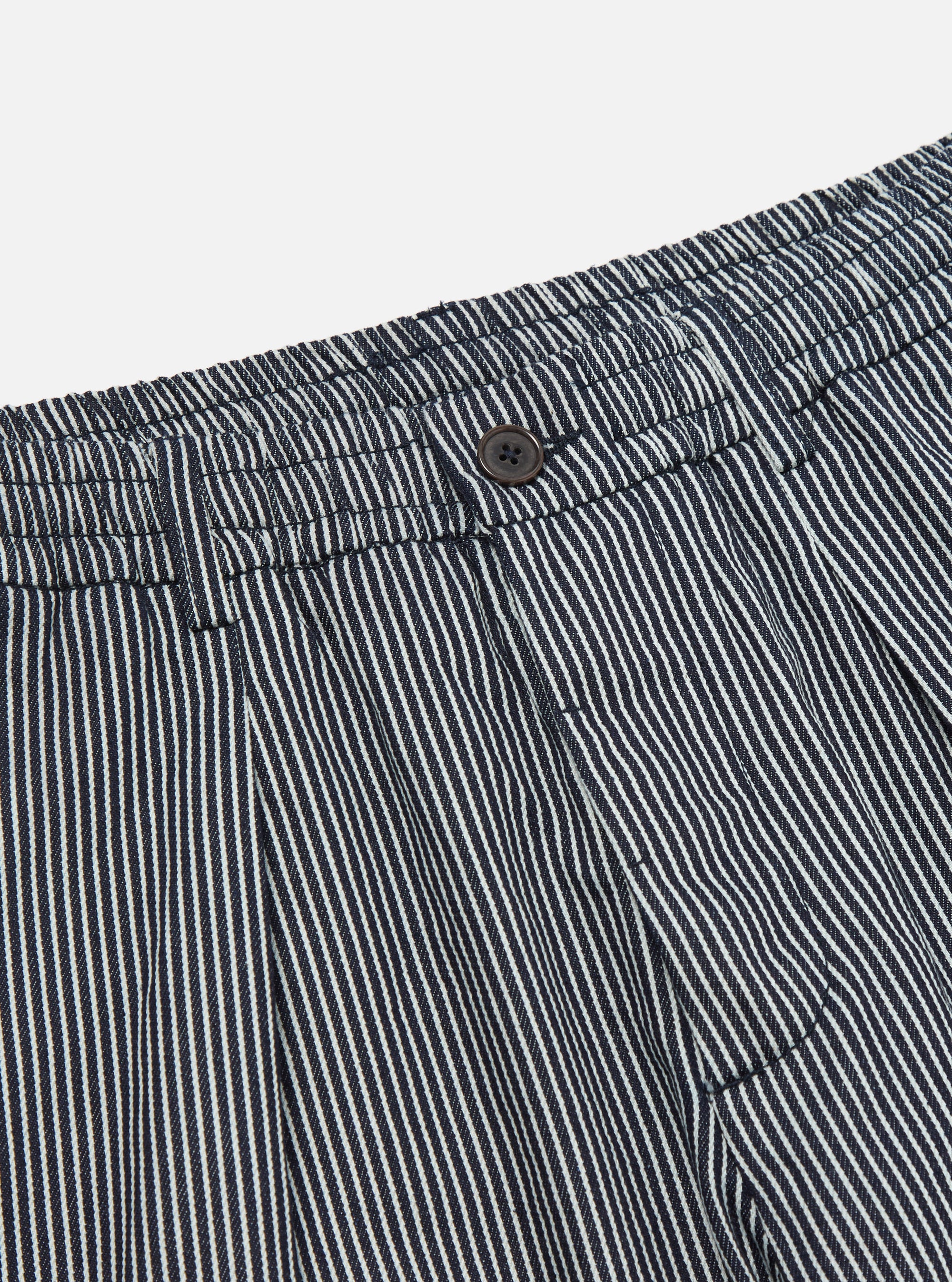 Indigo Hickory Stripe Denim Pleated Track Pant