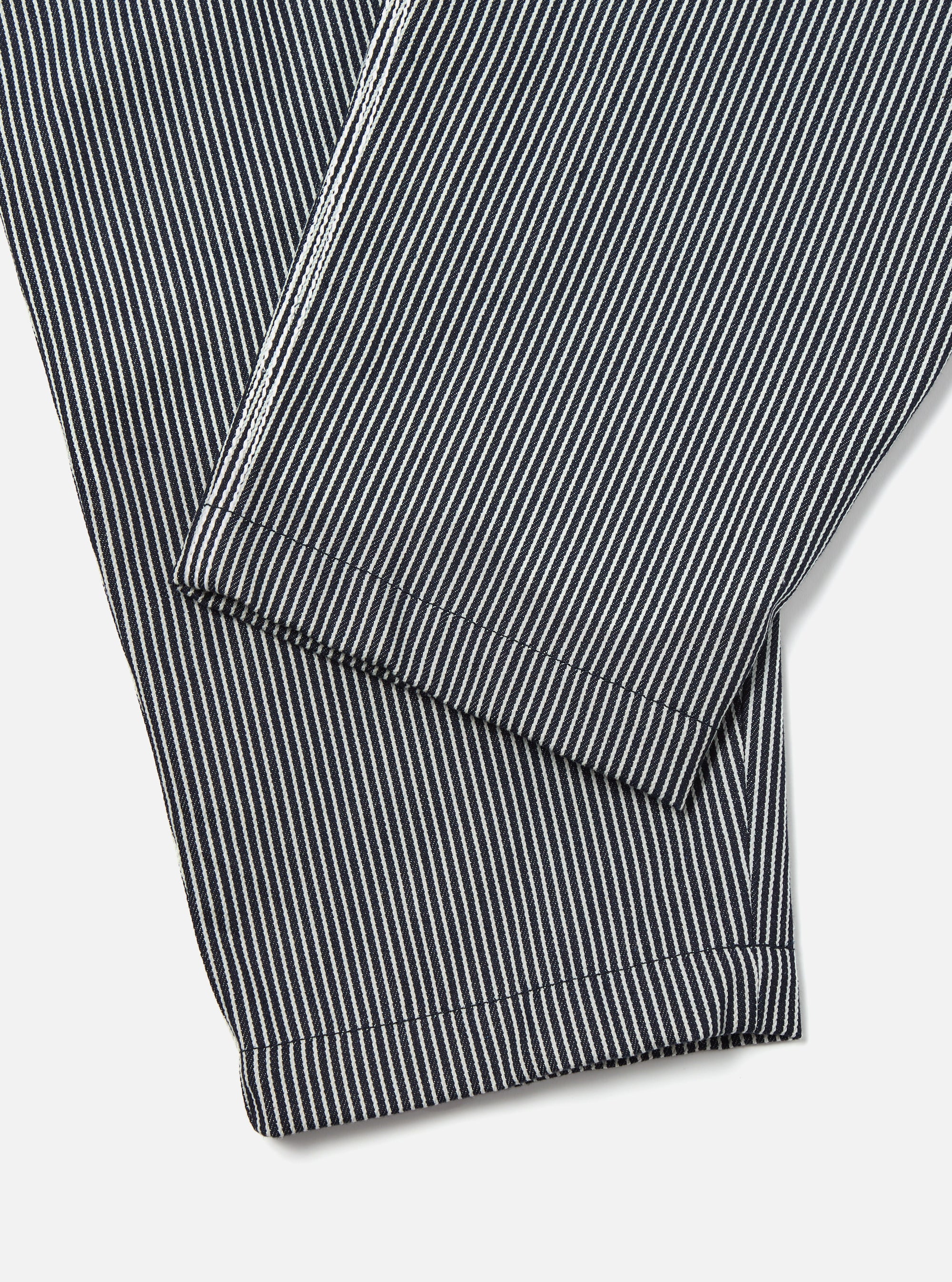 Indigo Hickory Stripe Denim Pleated Track Pant