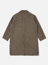Back view of the Sand Cortina Tweed Long Swing Coat on a white background. The coat features a tan and black tweed pattern and a relaxed fit.