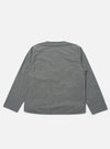 The Charcoal Organic Chambray Parachute Liner Jacket in charcoal gray, laid flat on a white background. The jacket is long-sleeved and made of a textured chambray material.