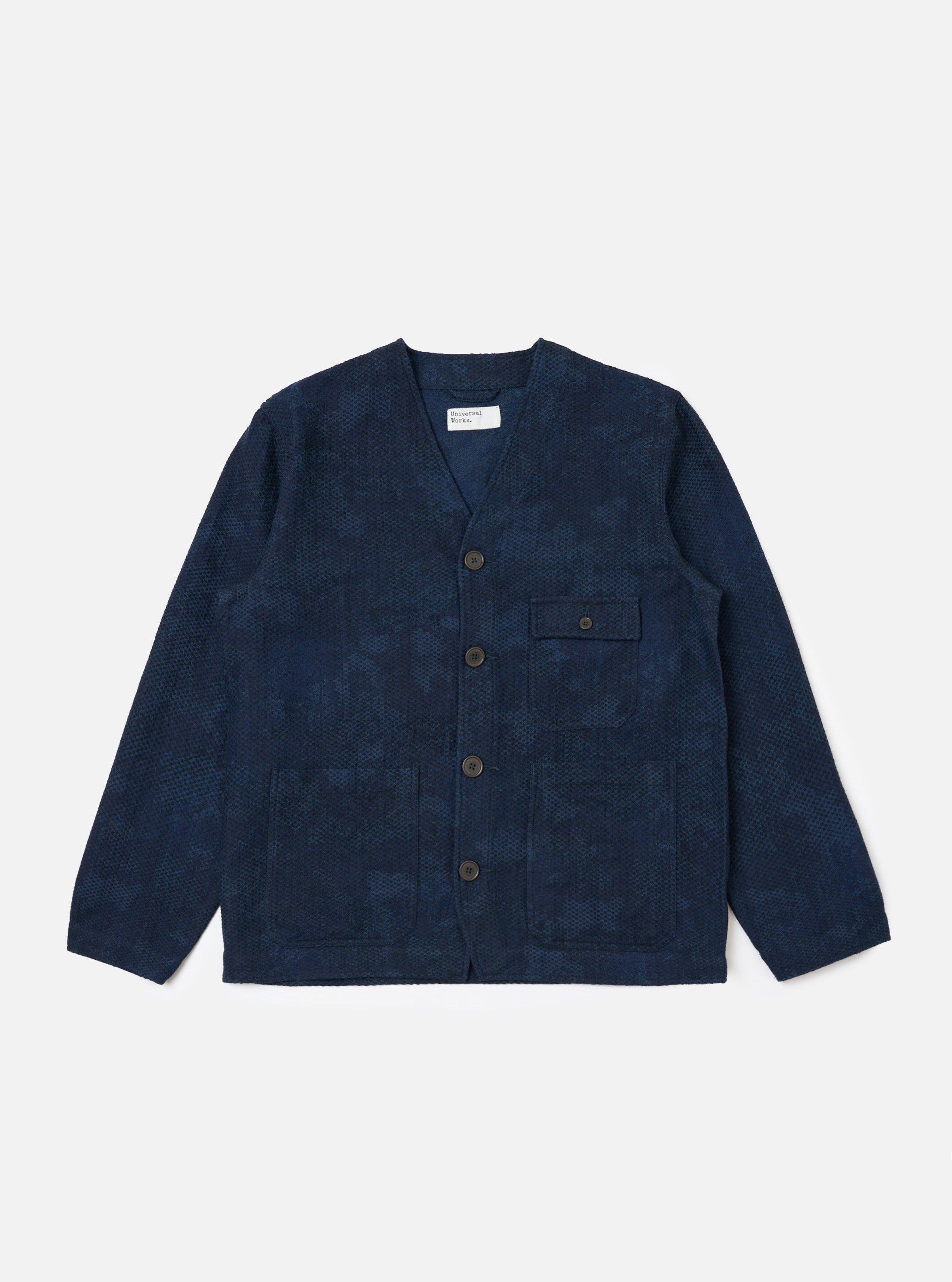 Universal Works CABIN JKT キャビンジャケット Men's Black/Indigo Denim Camo Cabin Jacket – Universal Works