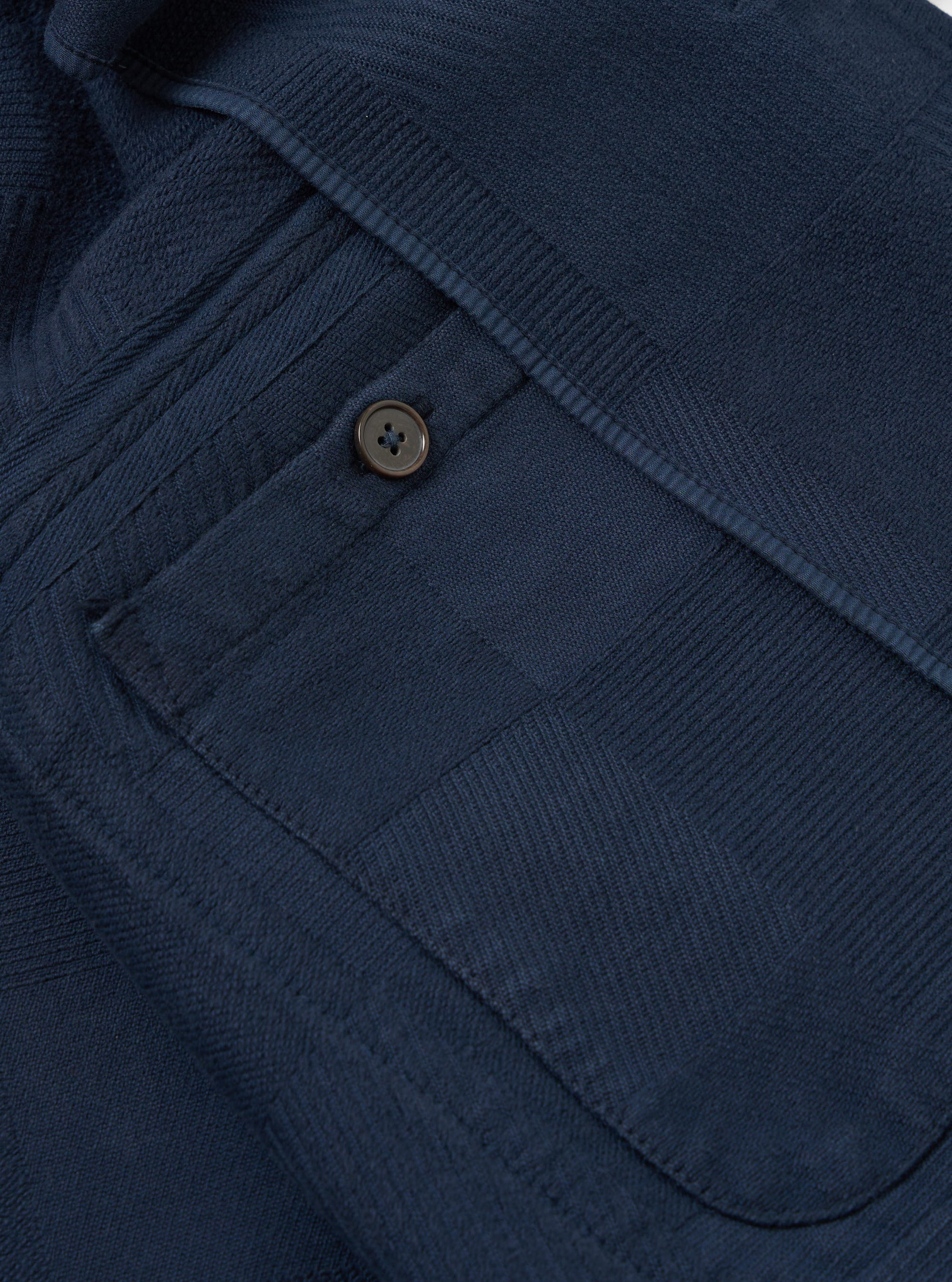 Dark Navy Patchwork Weave Cotton Labour Jacket