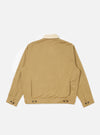 Back view of the Khaki Works Twill Rose Bowl Jacket on a white background. The jacket is khaki with a cream collar and buttoned cuffs and hem.