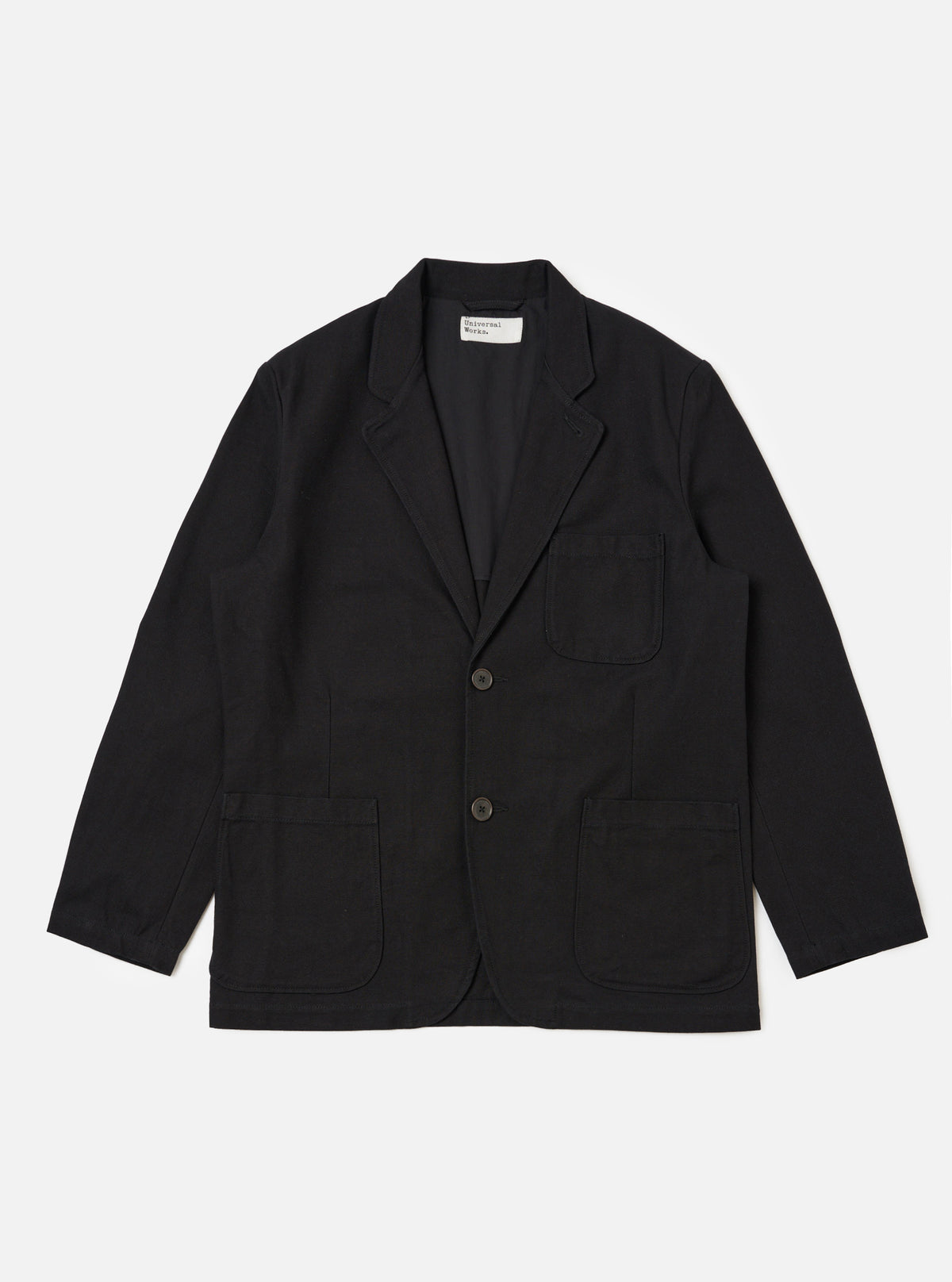 Black Organic Canvas Two Button Jacket