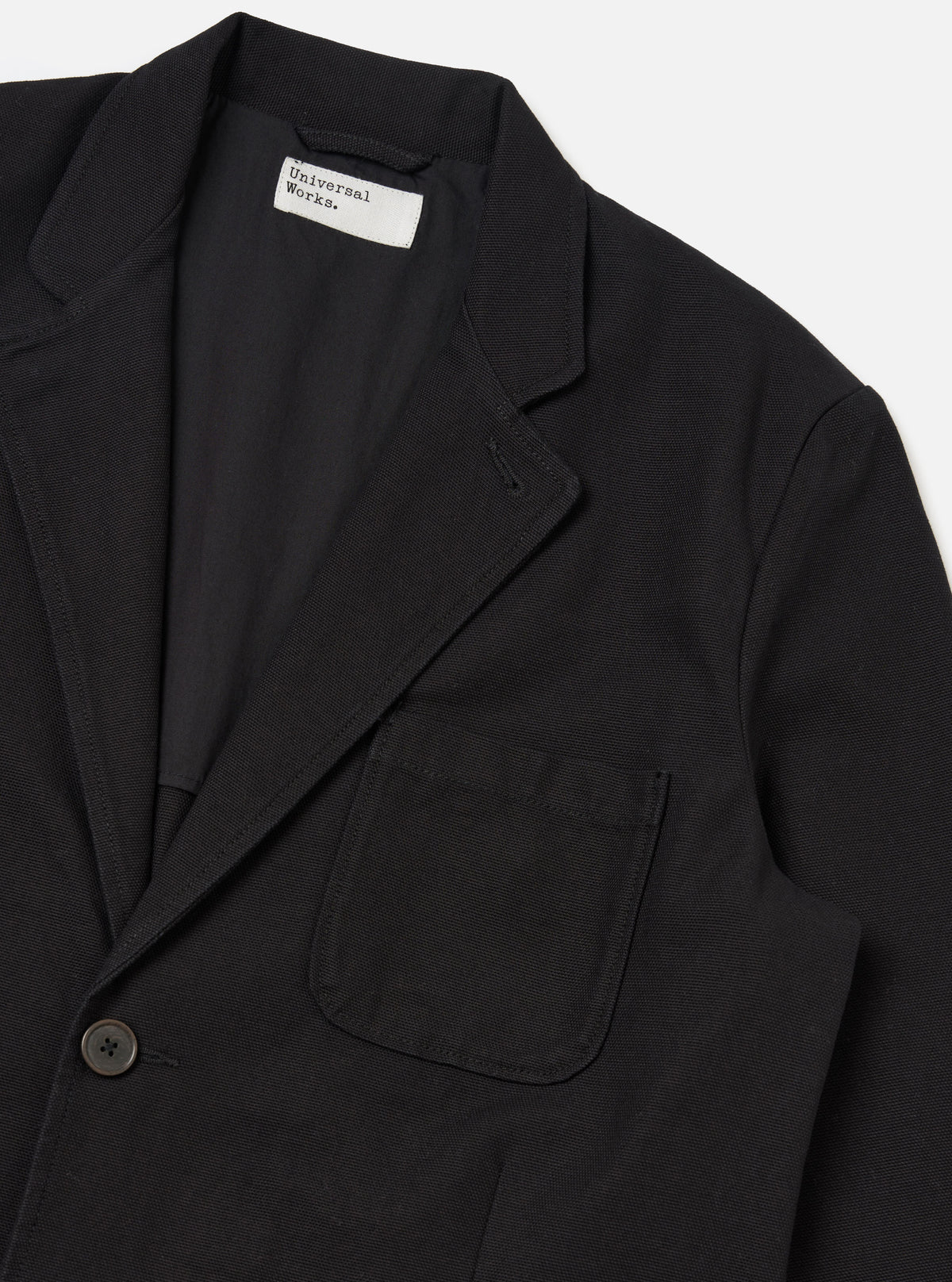 Black Organic Canvas Two Button Jacket
