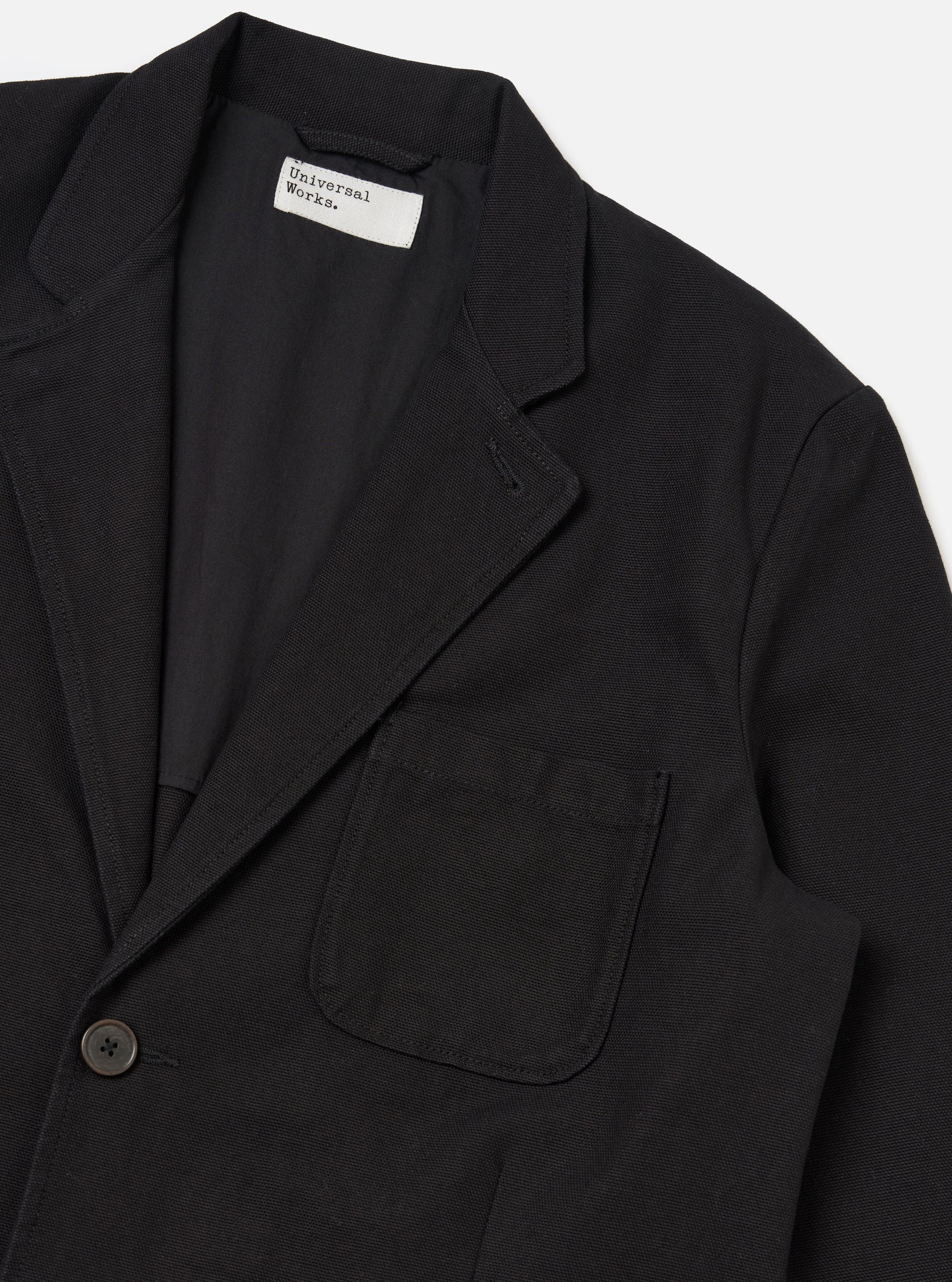 Black Organic Canvas Two Button Jacket