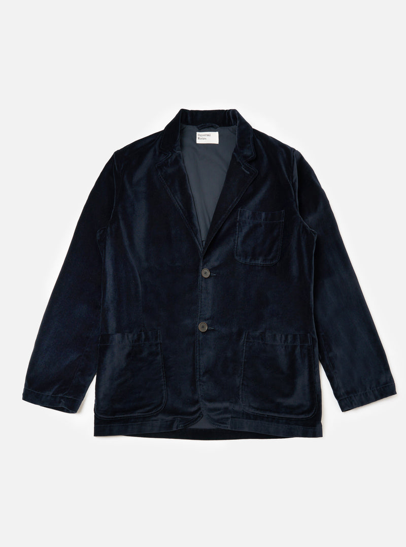 Navy Velveteen Two Button Jacket