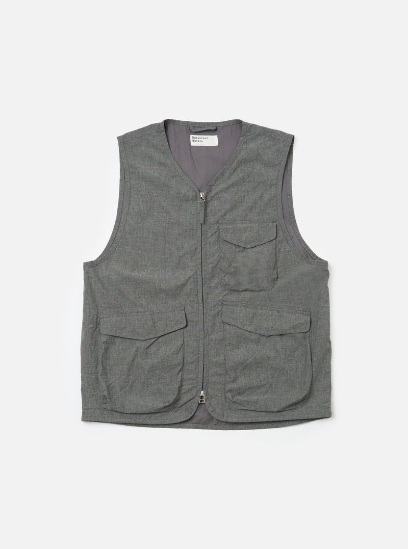 Charcoal Organic Chambray Parachute Liner Gilet