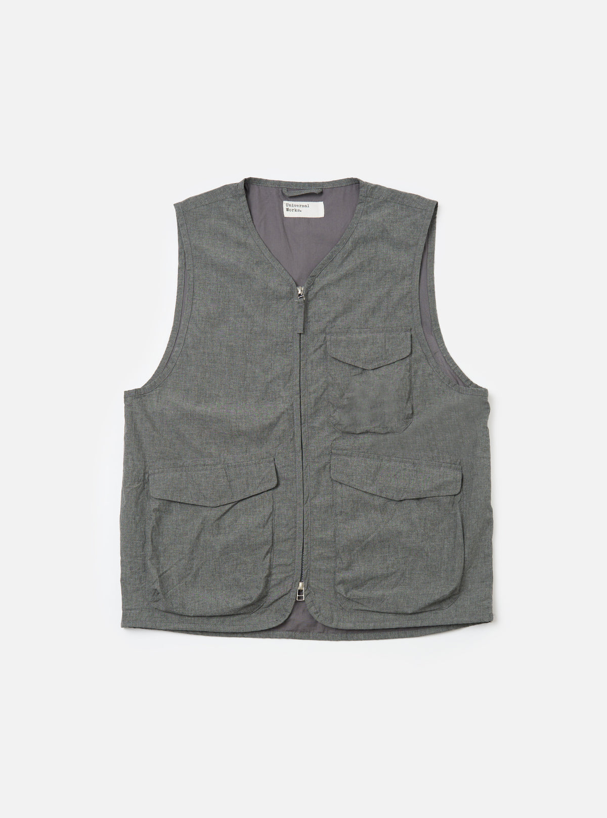 Charcoal Organic Chambray Parachute Liner Gilet