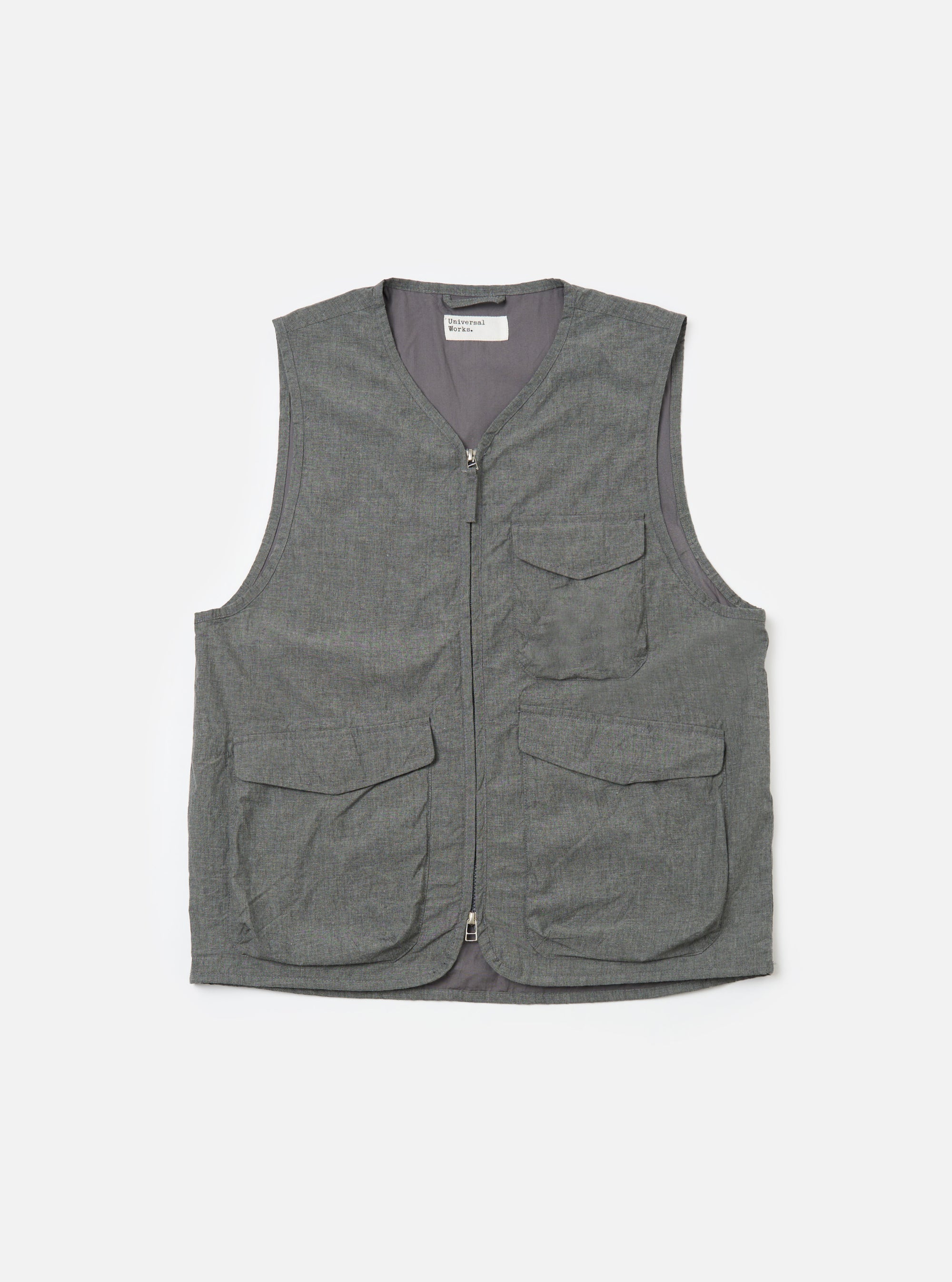 Charcoal Organic Chambray Parachute Liner Gilet
