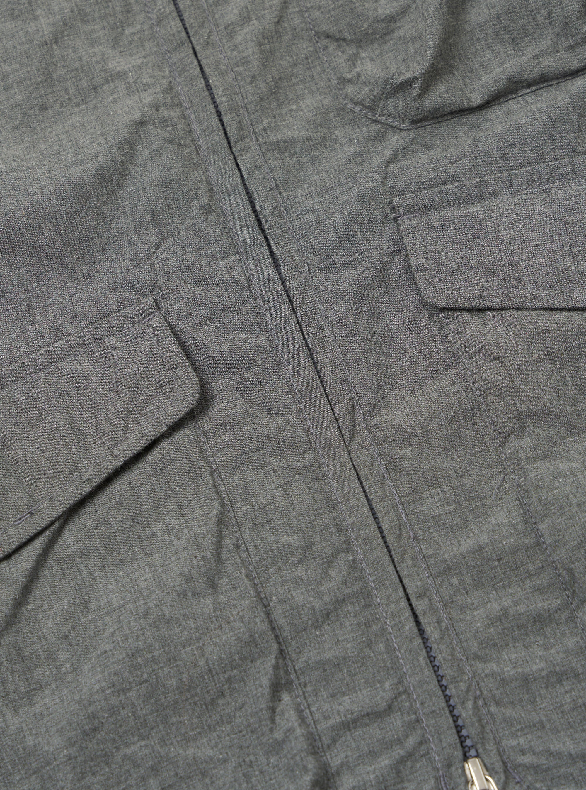 Charcoal Organic Chambray Parachute Liner Gilet