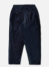 Close-up of the back of the Navy Velveteen Oxford Pant on a white background. The pants are a relaxed fit with two back pockets and a comfortable elastic waistband.