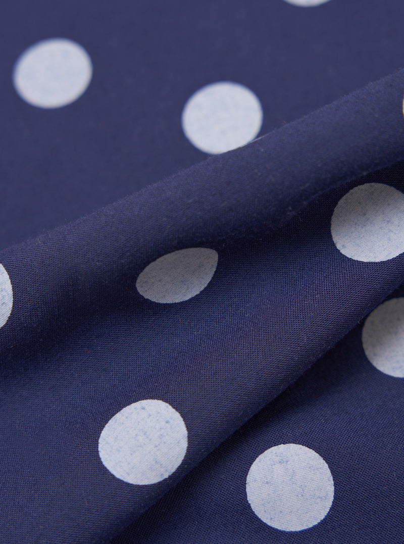 Navy Bold Dot Print Rayon Evening Scarf