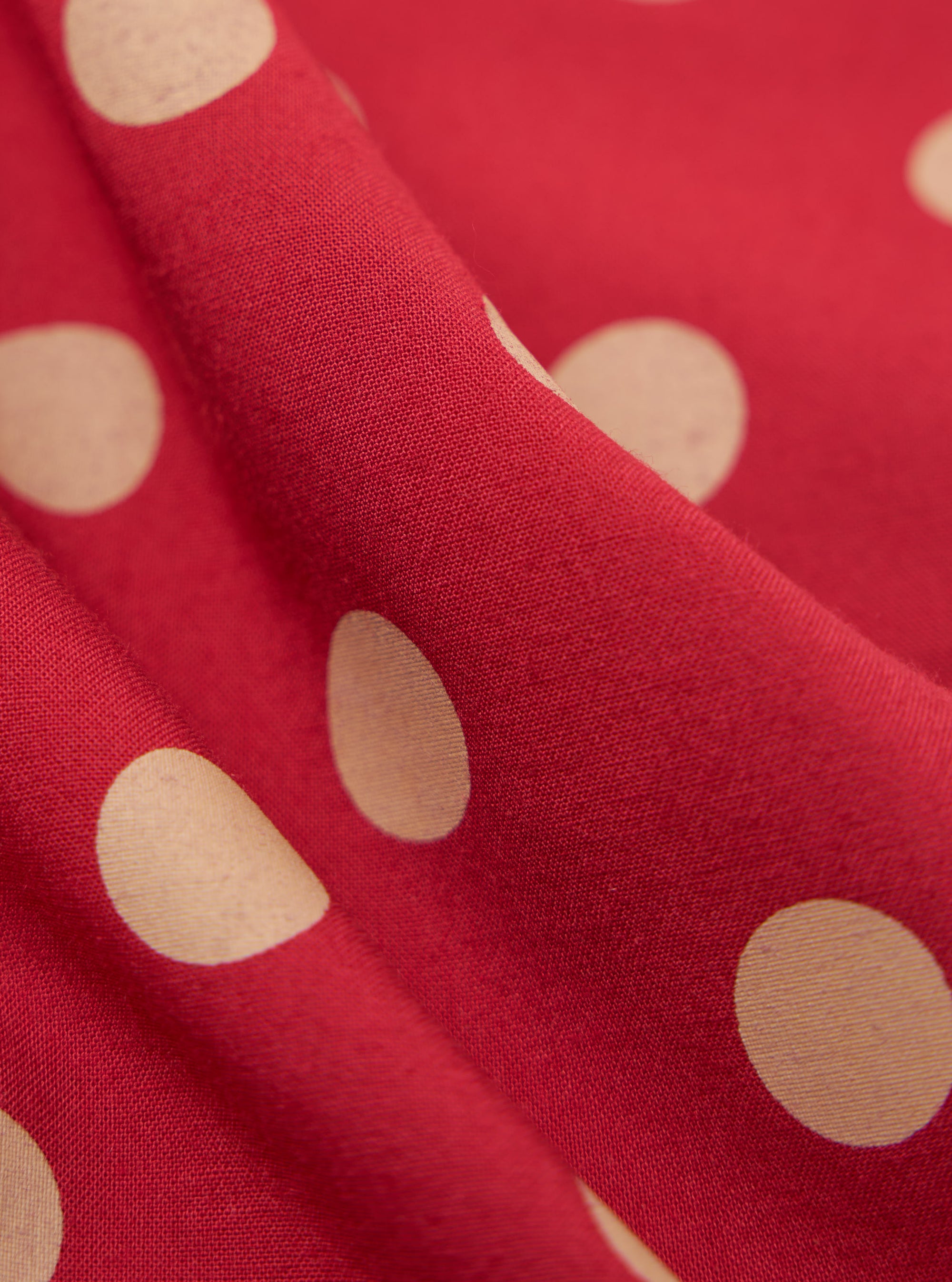 Red Bold Dot Print Rayon Evening Scarf