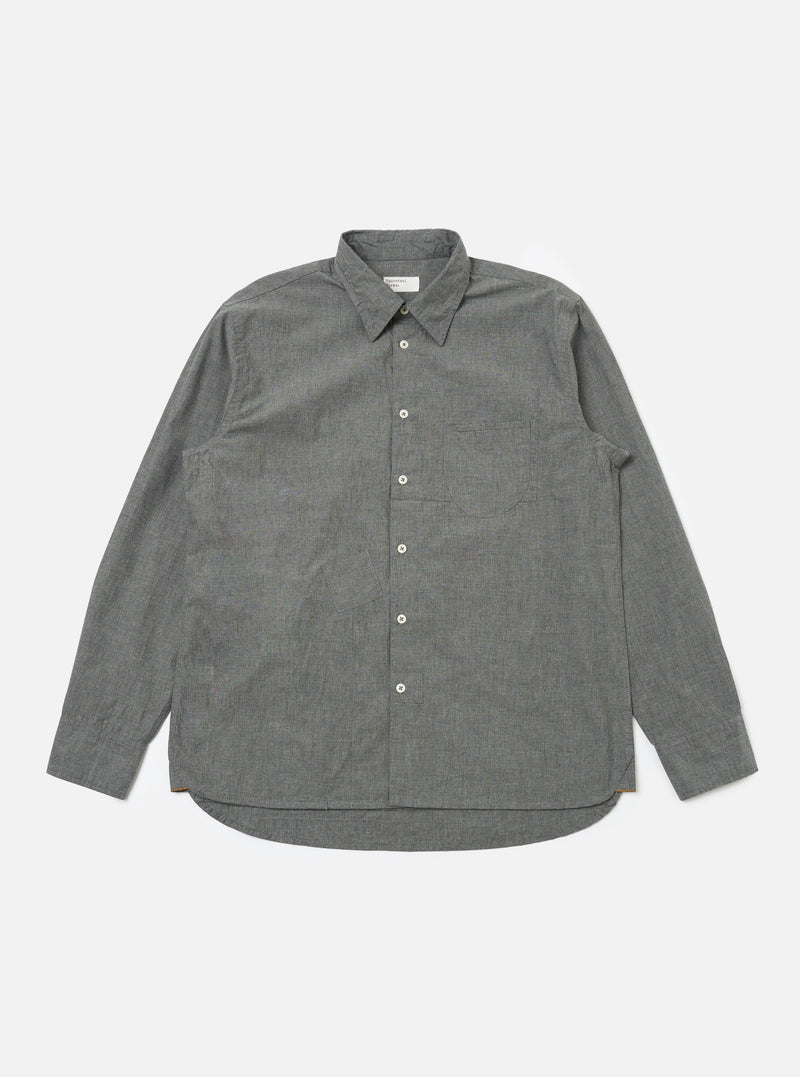 Charcoal Organic Chambray Patched Lazy Day Shirt