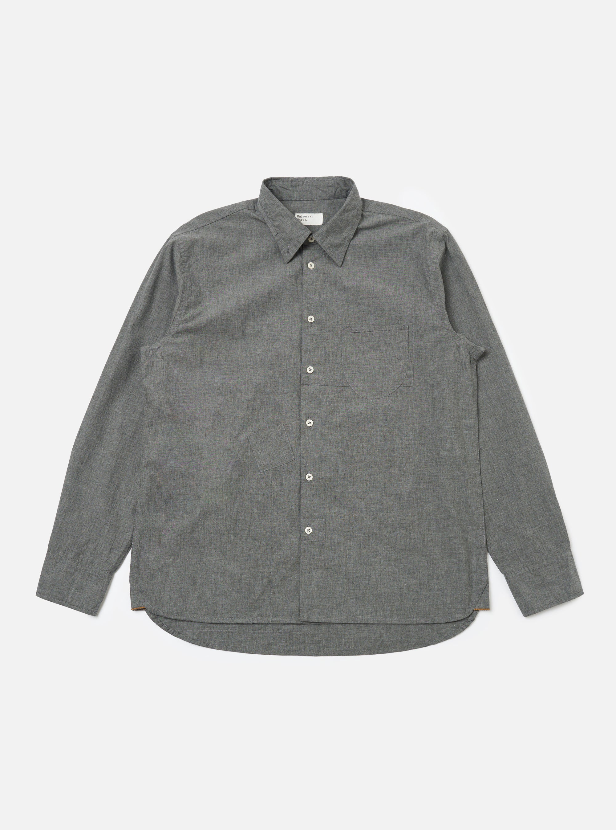 Charcoal Organic Chambray Patched Lazy Day Shirt