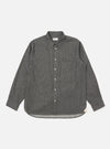 The Charcoal Brushed Organic Cotton Square Pocket Shirt is laid flat on a white background. The shirt is long-sleeved with a square pocket on the chest.