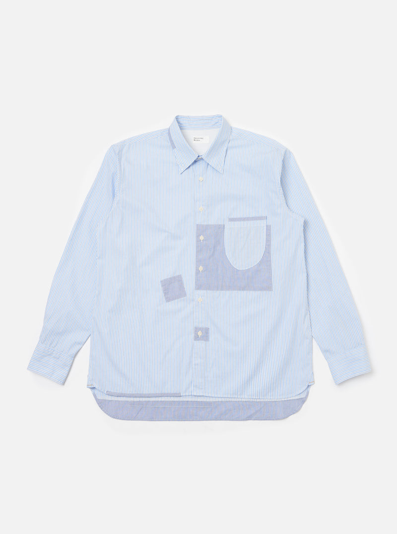 Blue Office Stripe Patched Lazy Day Shirt