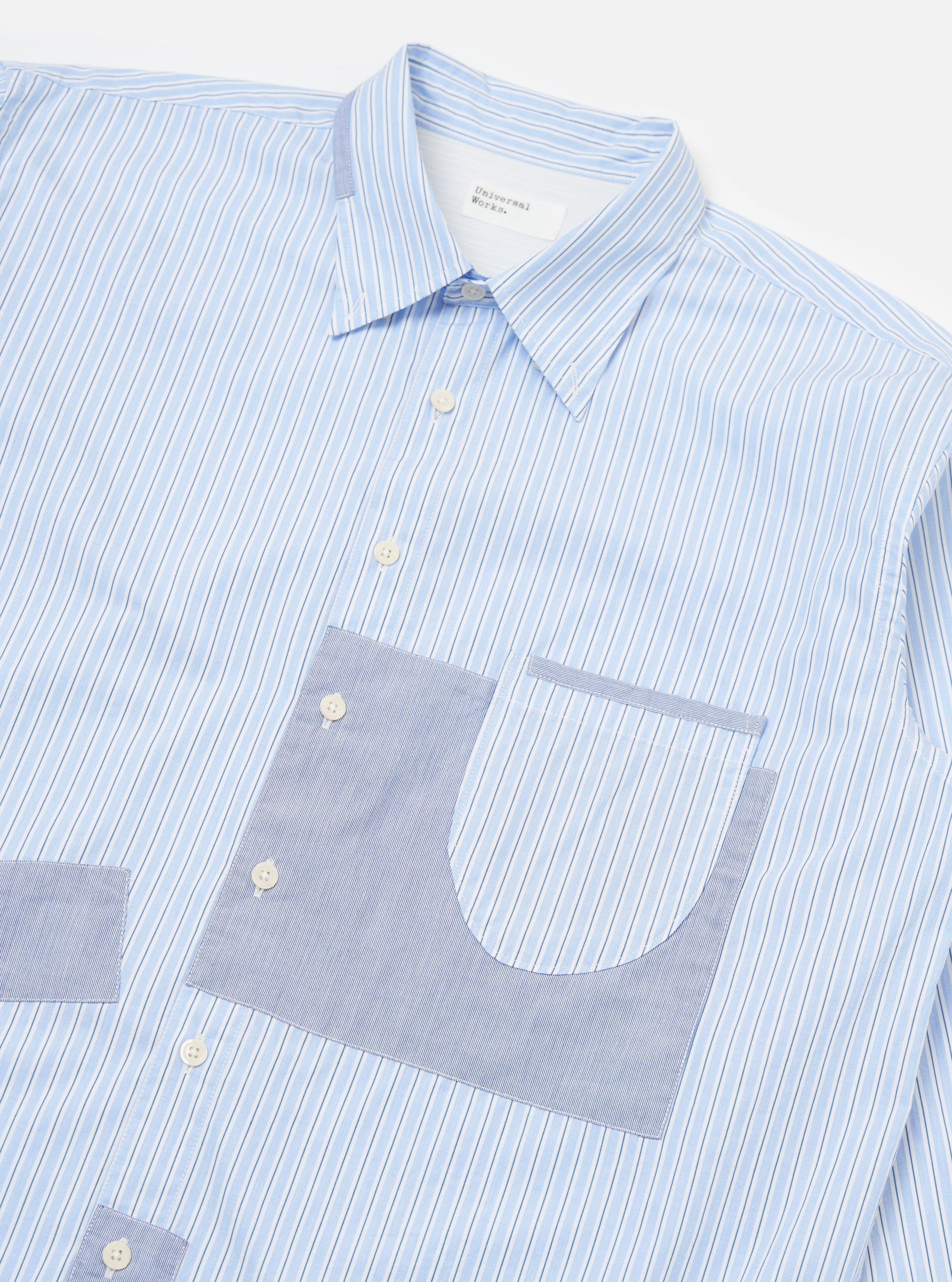 Blue Office Stripe Patched Lazy Day Shirt