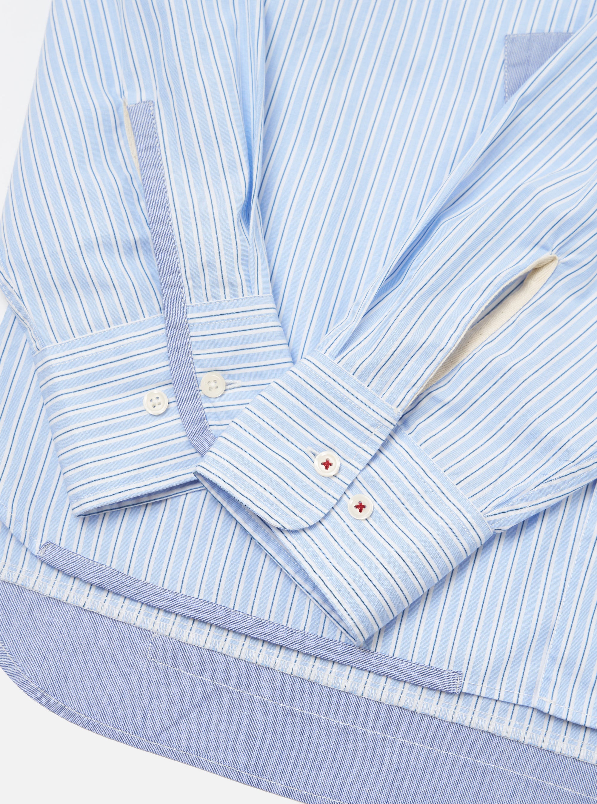 Blue Office Stripe Patched Lazy Day Shirt
