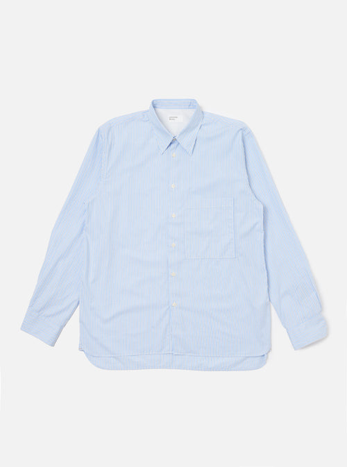 Blue Office Stripe Square Pocket Shirt