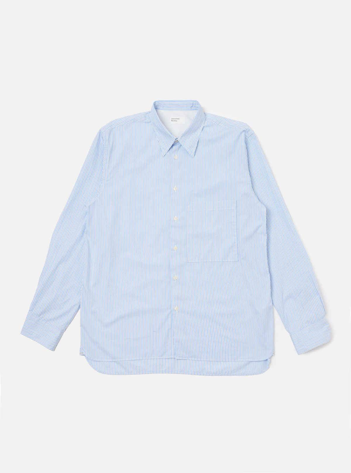 Blue Office Stripe Square Pocket Shirt