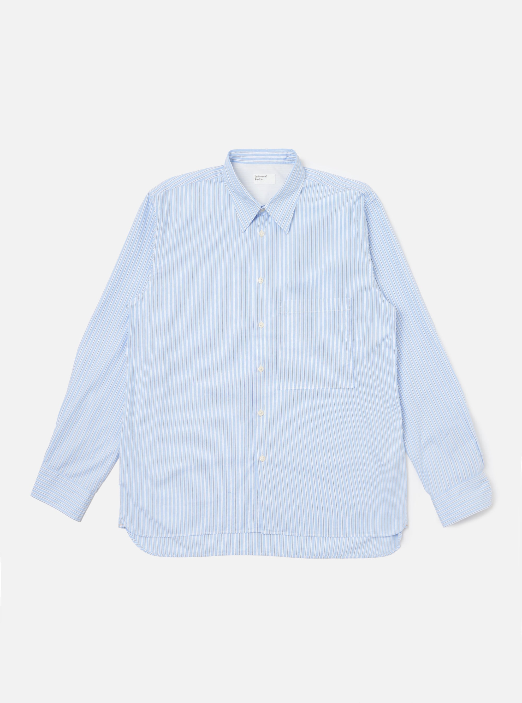 Blue Office Stripe Square Pocket Shirt