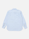 Back view of a Blue Office Stripe Square Pocket Shirt laid flat on a white background. The shirt has long sleeves and a button-down collar.