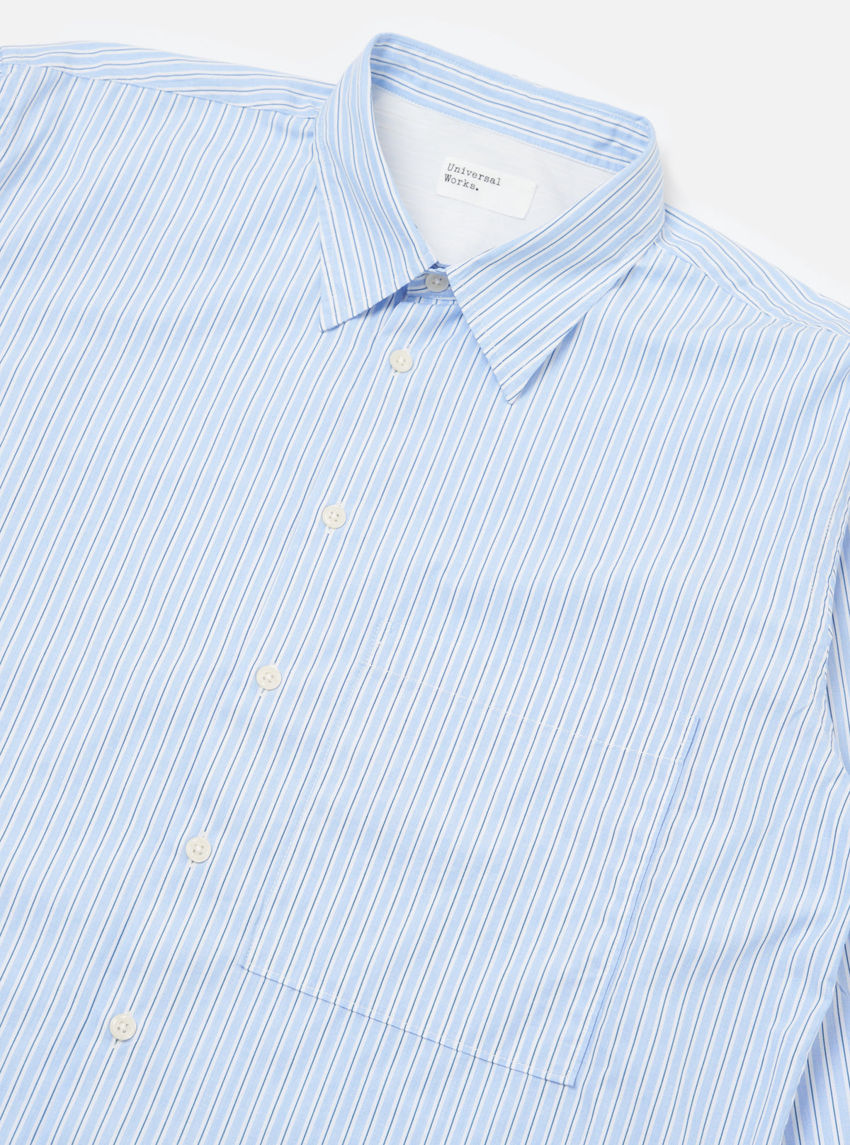 Blue Office Stripe Square Pocket Shirt