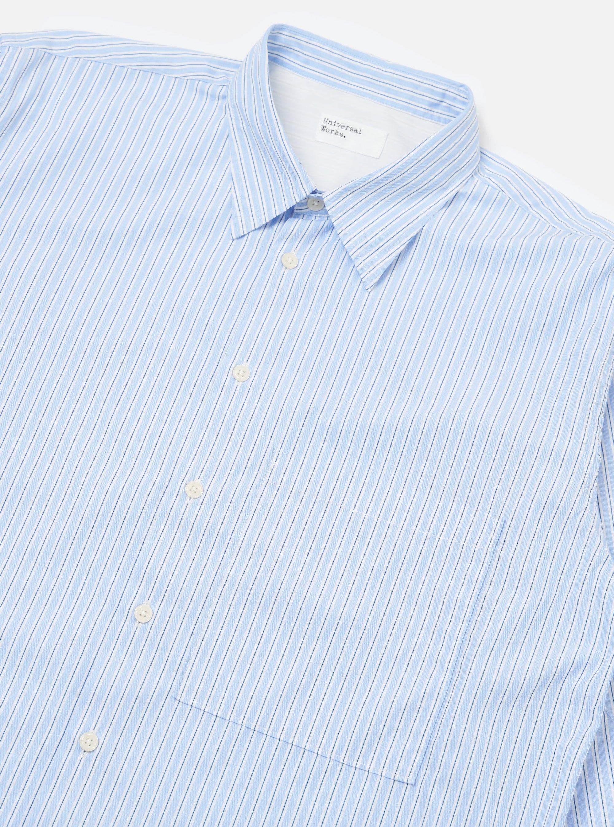 Blue Office Stripe Square Pocket Shirt
