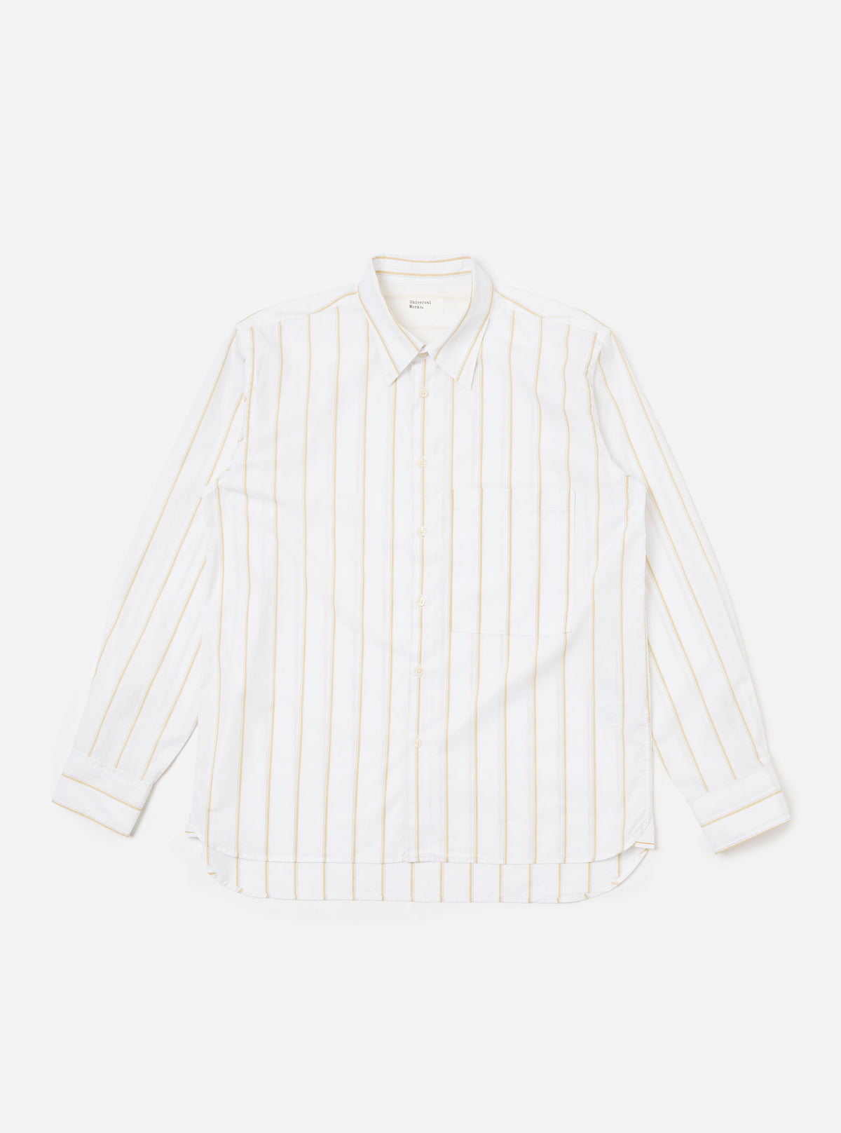 Men's White Office Stripe Square Pocket Shirt Universal Works Men's White Office Stripe Square Pocket Shirt Universal Works