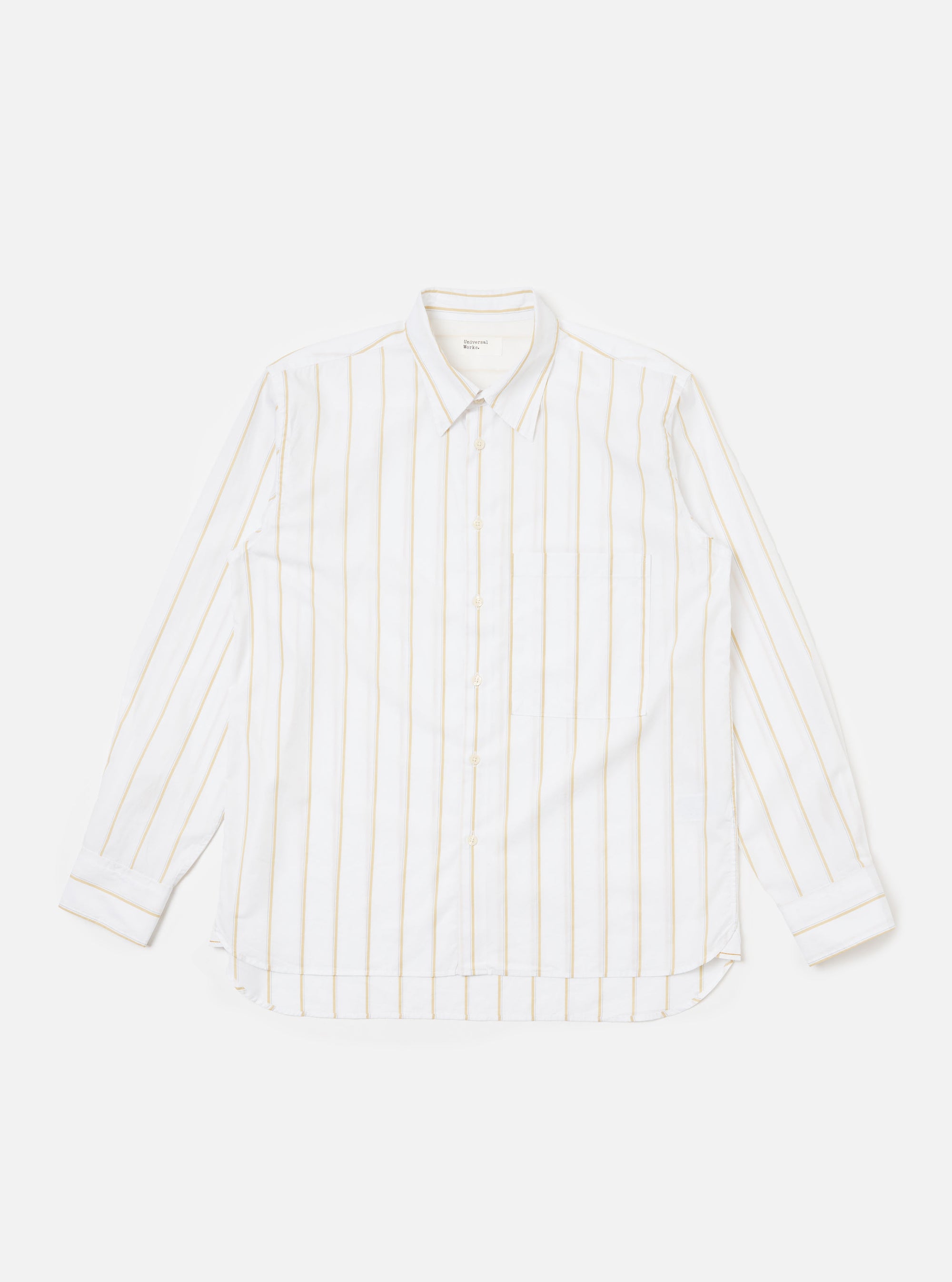 Men's White Office Stripe Square Pocket Shirt Universal Works Men's White Office Stripe Square Pocket Shirt Universal Works