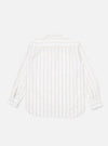 The back of a White Office Stripe Square Pocket Shirt, laid flat on a white background. The shirt is white with thin gold stripes.