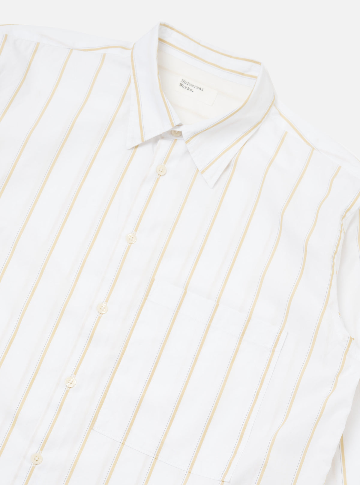 Men's White Office Stripe Square Pocket Shirt Universal Works Men's White Office Stripe Square Pocket Shirt Universal Works