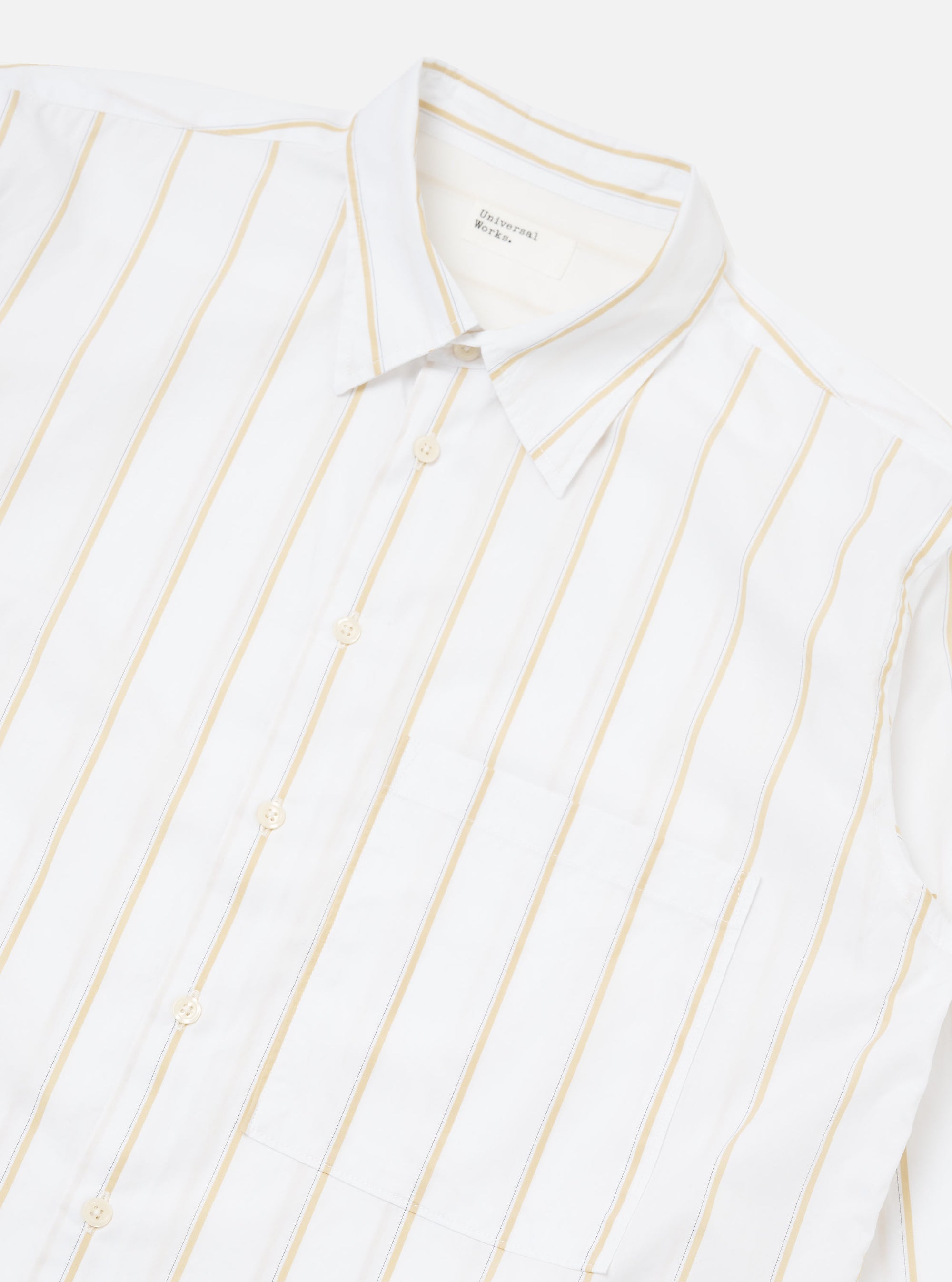 White Office Stripe Square Pocket Shirt