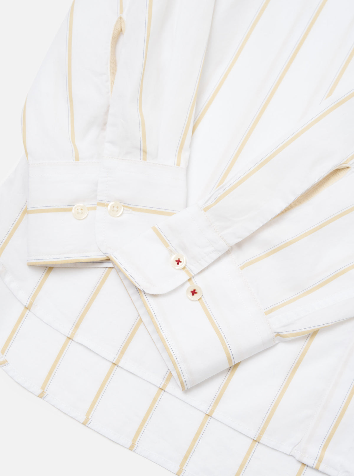 White Office Stripe Square Pocket Shirt