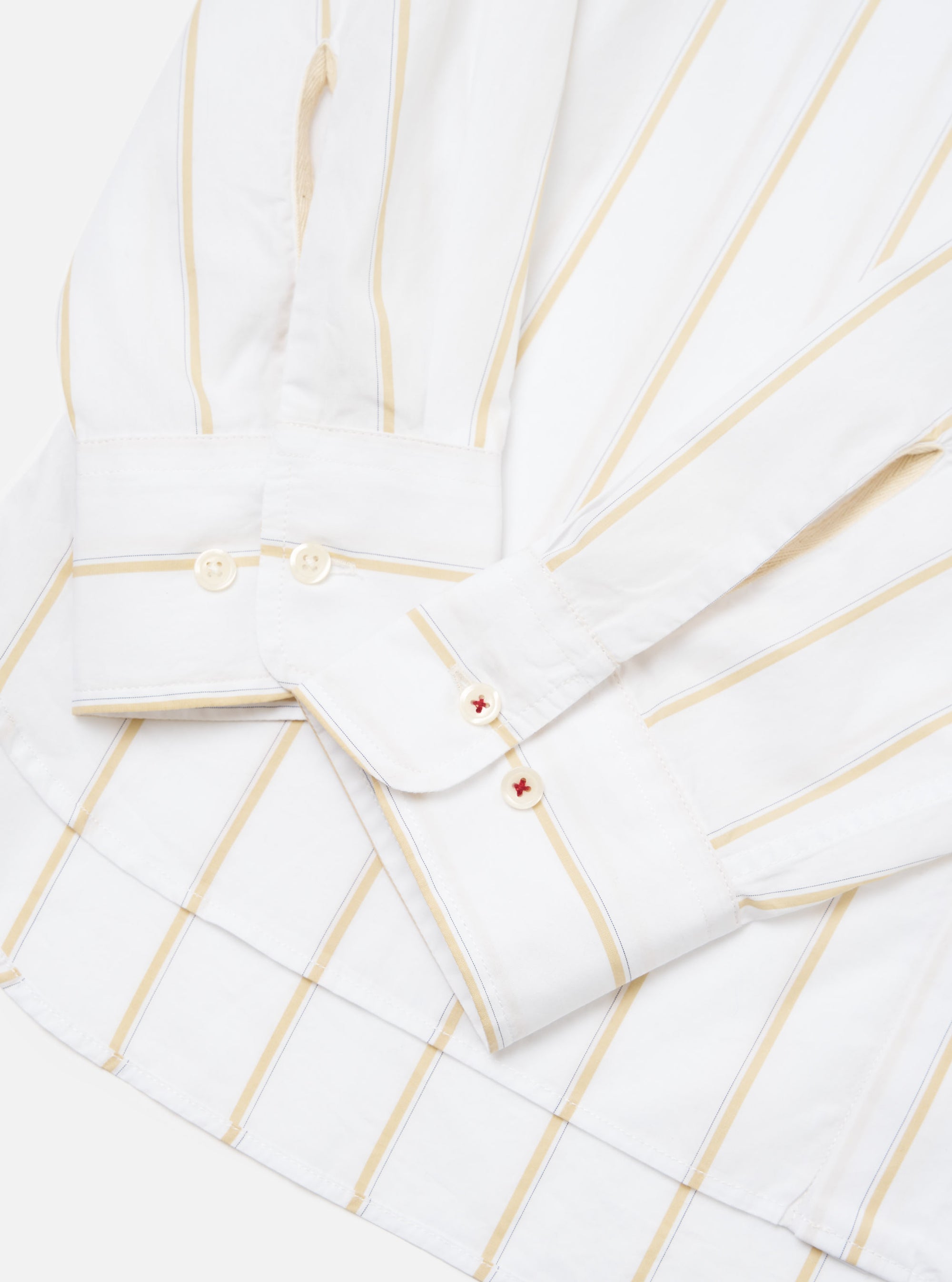 White Office Stripe Square Pocket Shirt