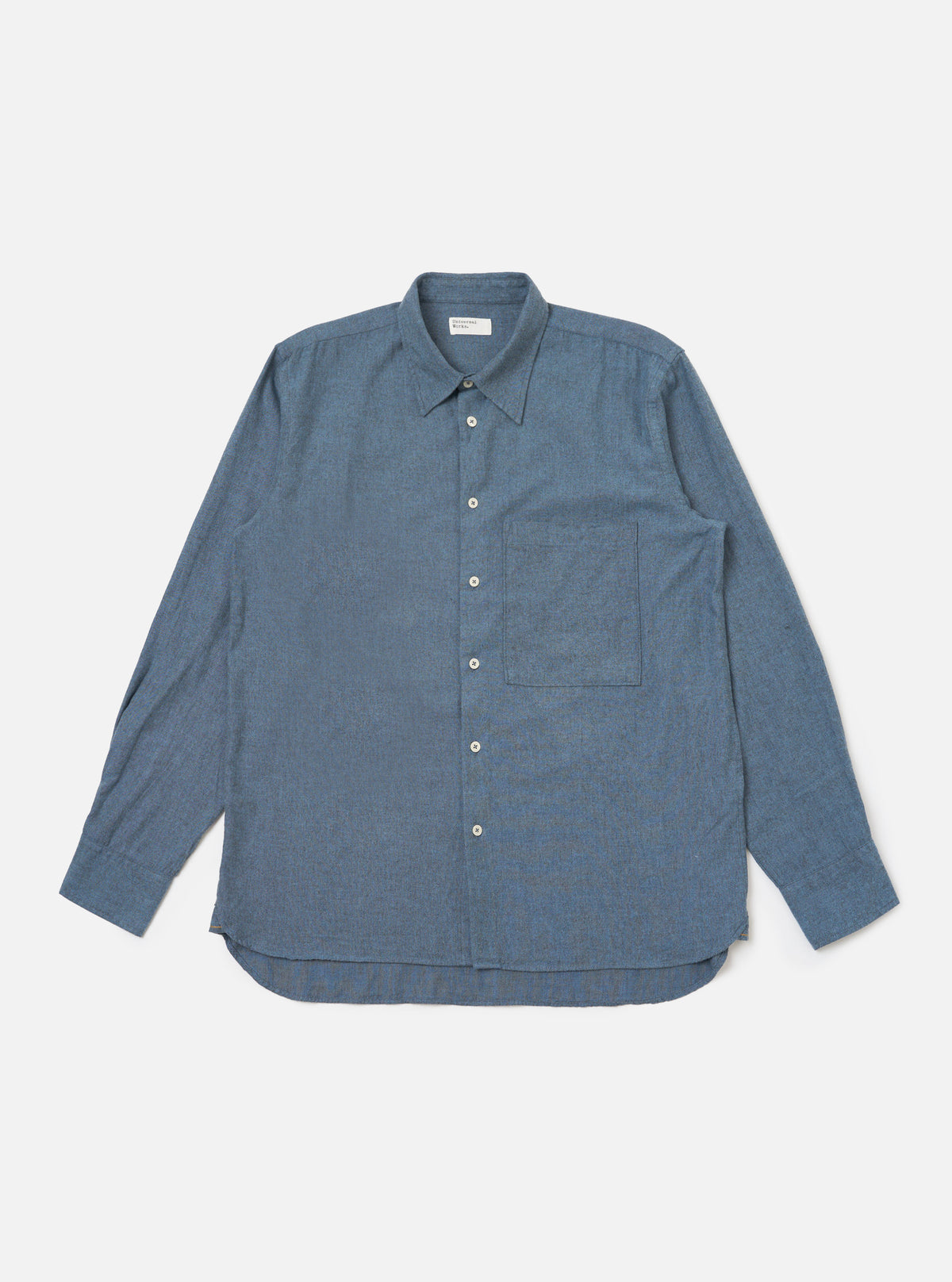 Blue Brushed Marl Twill Square Pocket Shirt