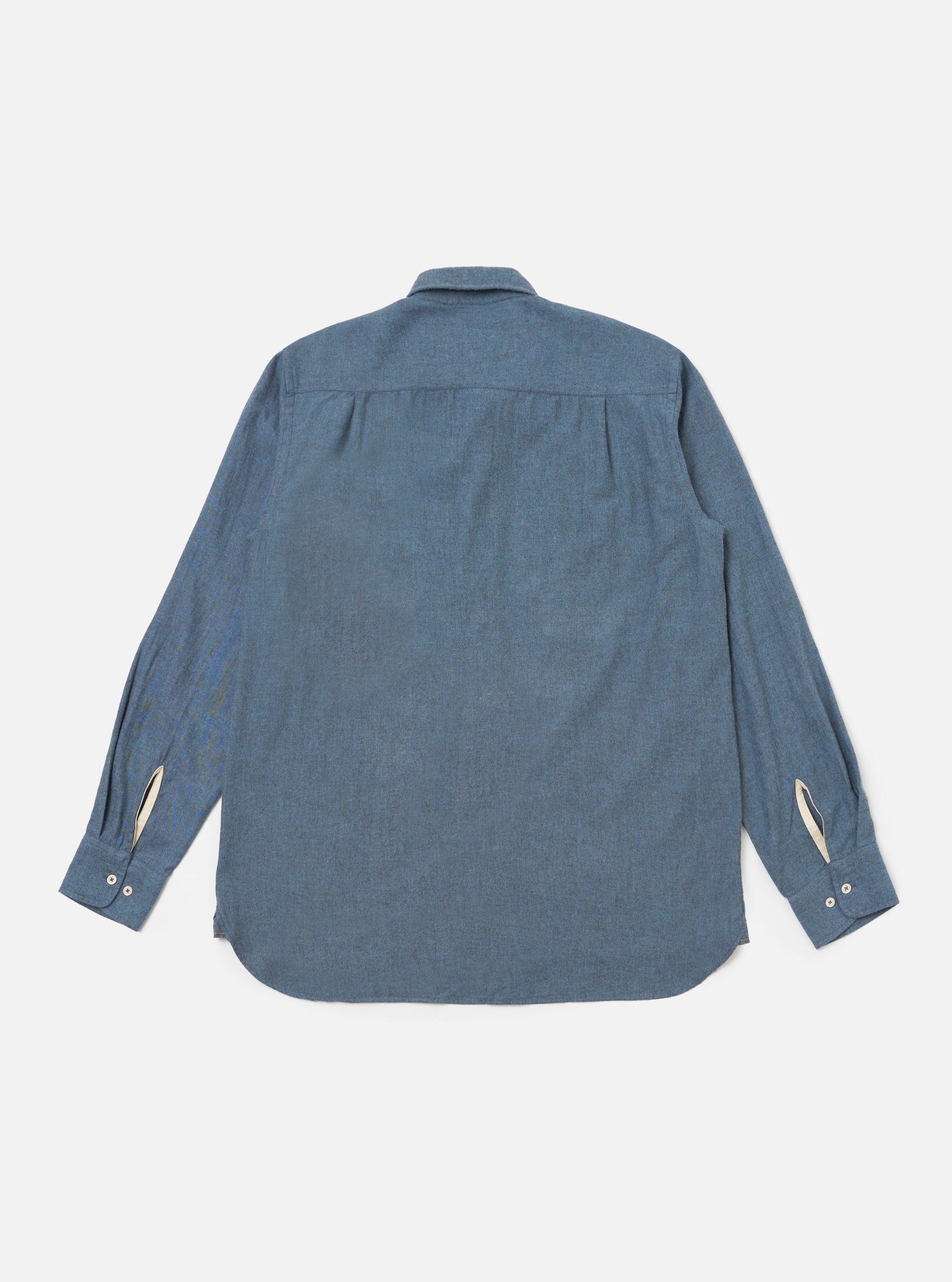 Blue Brushed Marl Twill Square Pocket Shirt
