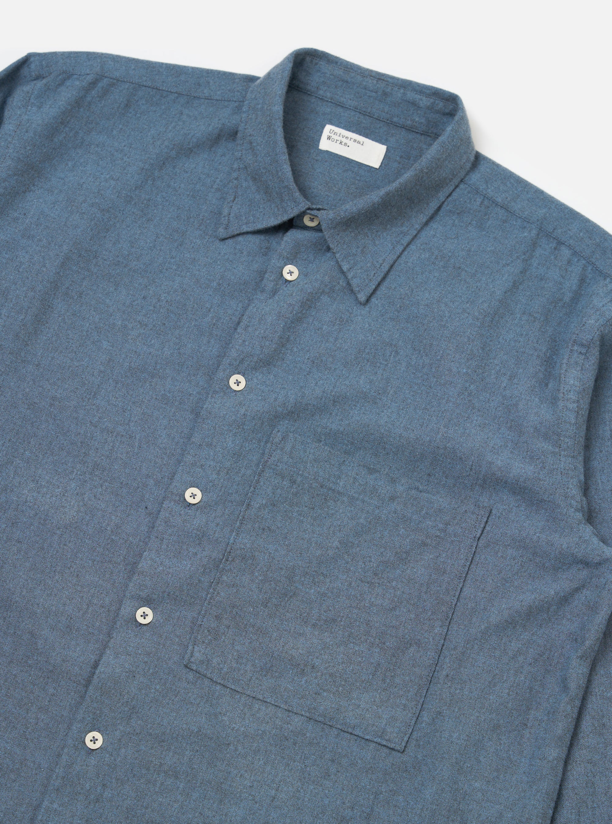 Blue Brushed Marl Twill Square Pocket Shirt