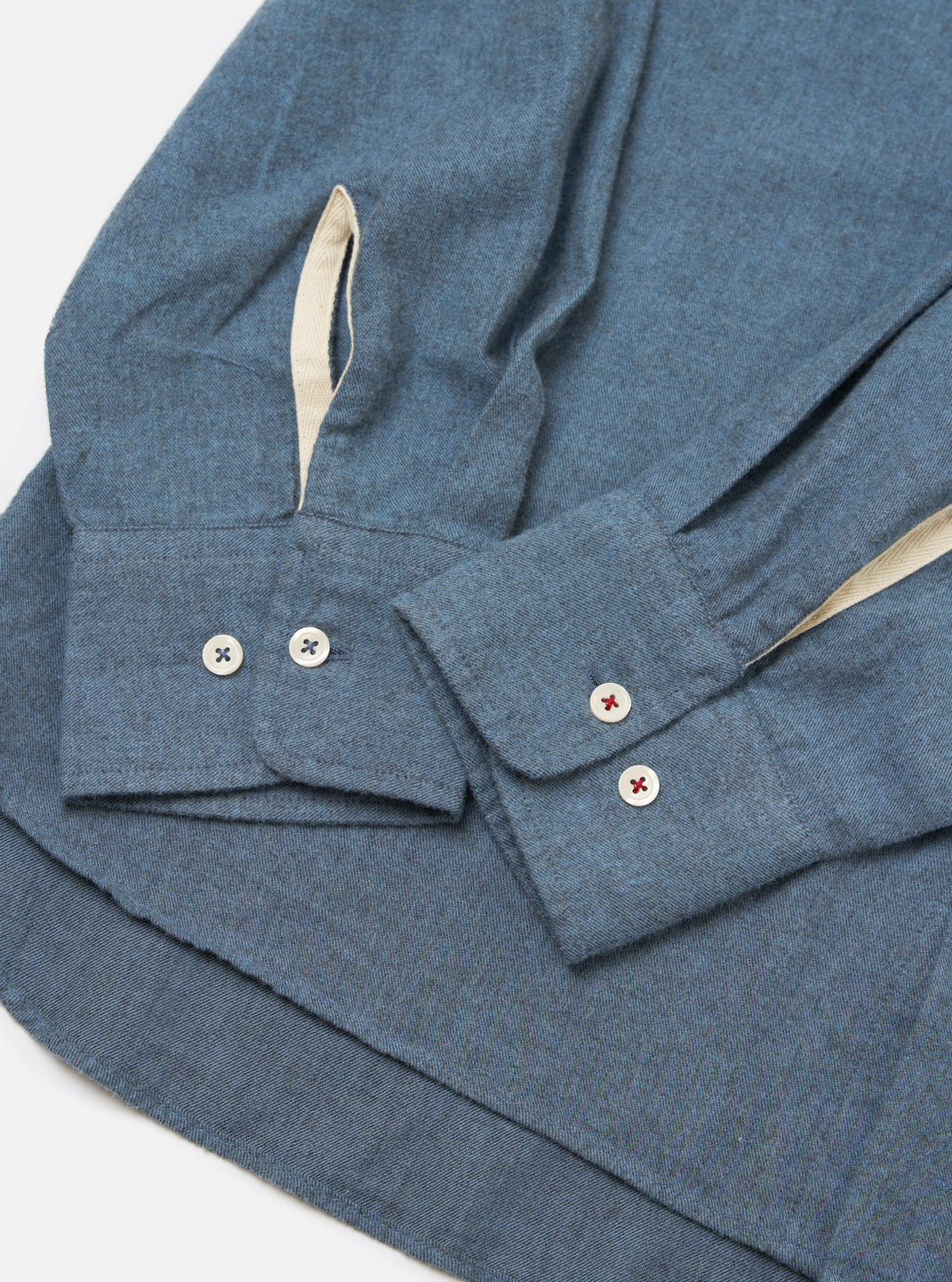 Blue Brushed Marl Twill Square Pocket Shirt