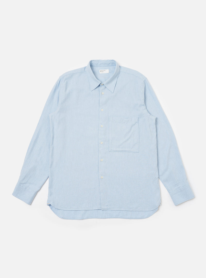Light Blue Brushed Marl Twill Square Pocket Shirt